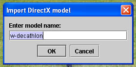 Model name dialog box