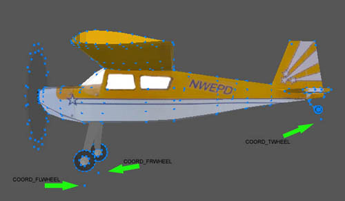 Image shows landing gear control points