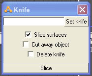Image shows knife control panel